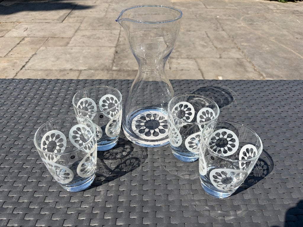 Sagaform set met Karaf en 4 glazen, Ophalen, Glas of Glazen, Overige merken, Vintage
