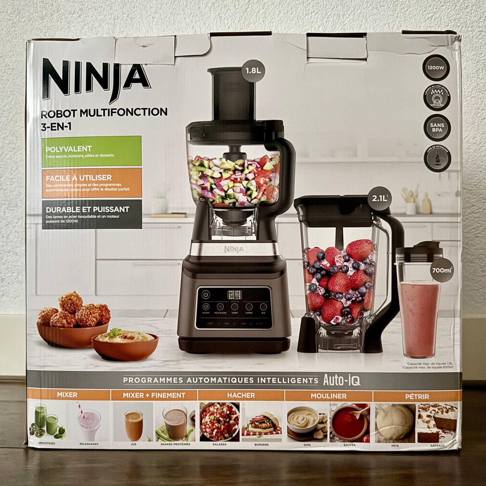 Ninja 3-in-1 food processor (nieuw), 2 tot 3 liter, Ophalen of Verzenden, Nieuw, 3 snelheden of meer