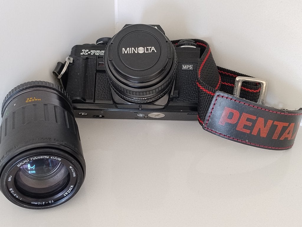 Minolta X700 Camera met een Minolta MD 50mm 1:2+ Vivitar, Ophalen of Verzenden, Gebruikt, Spiegelreflex, Minolta