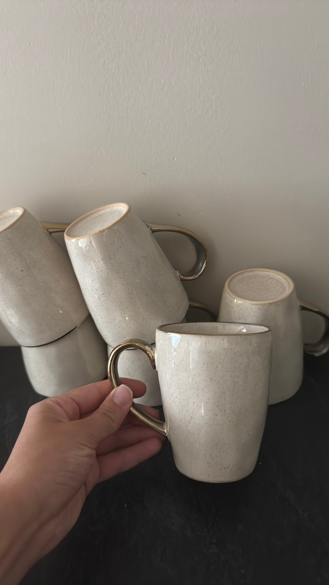 Theemokken xenos beige goud, Ophalen, Zo goed als nieuw, Keramiek, Overige stijlen