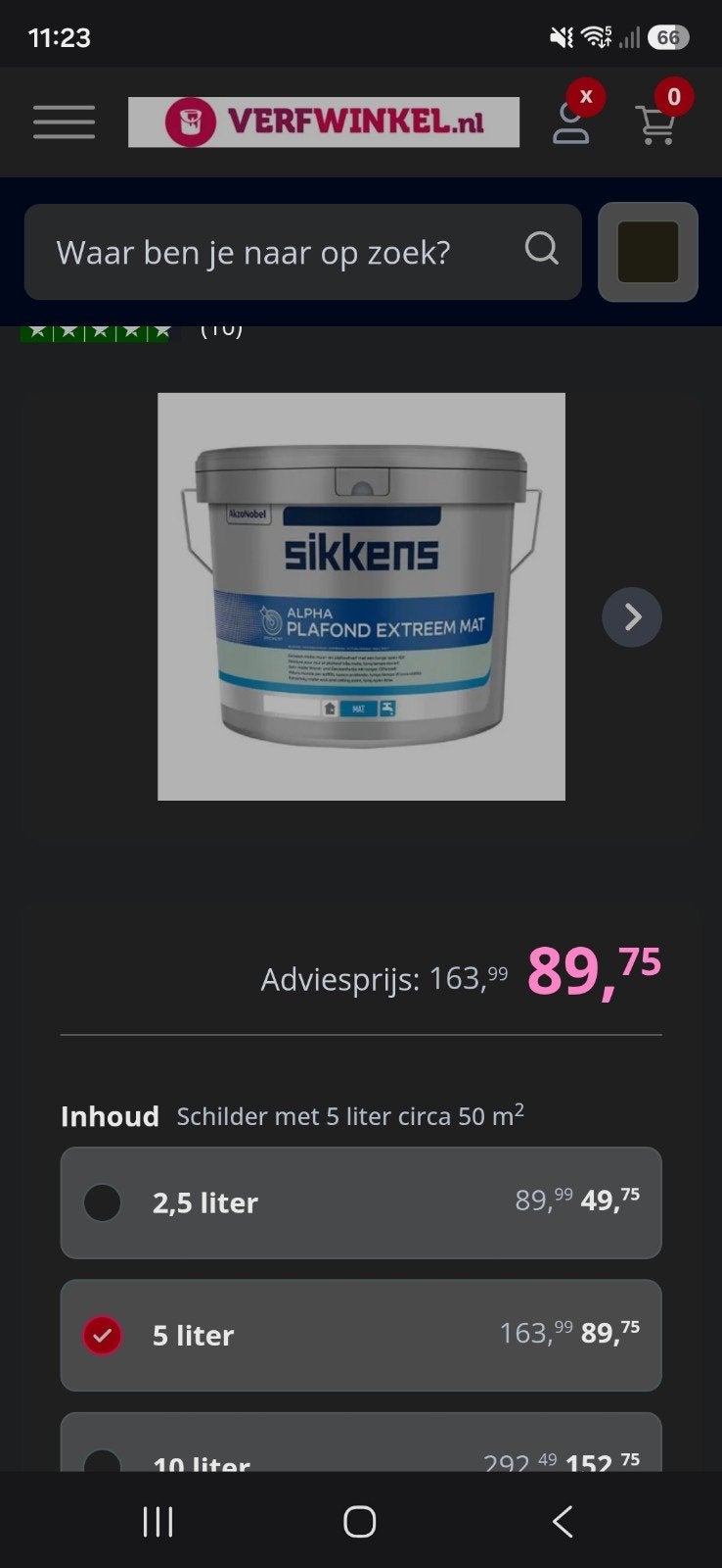 niuew Sikkens Alpha Plafond Extra Mat 9010, 5 tot 10 liter, Wit, Nieuw, Ophalen of Verzenden