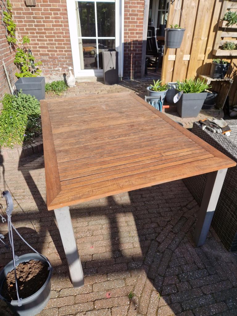 Teakhouten tuintafel, Ophalen, Gebruikt, Rechthoekig, Teakhout
