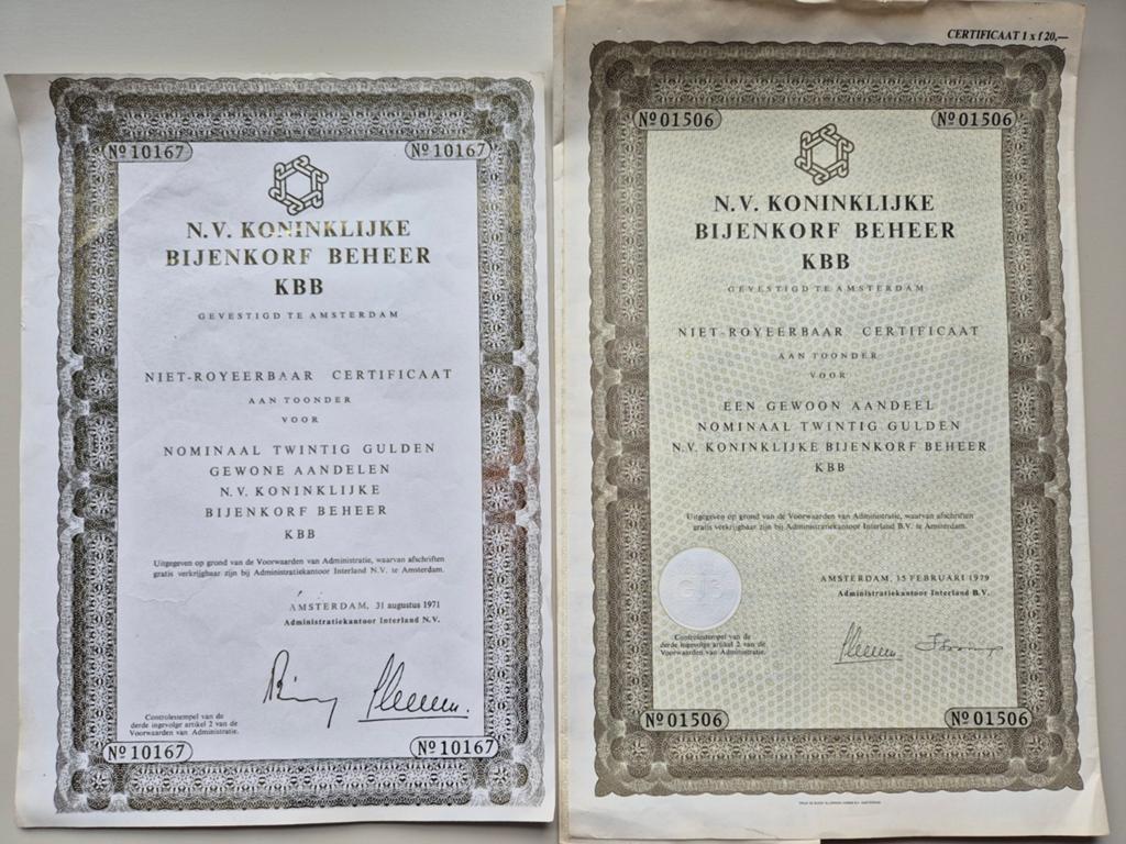 Aandelen Bijenkorf uit 1979, Ophalen of Verzenden