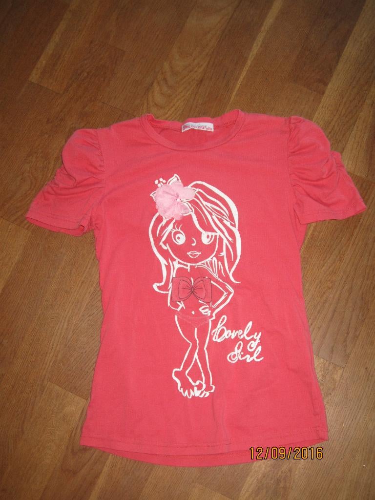 Chi Long roze shirt met bloem maat 158/164, Gebruikt, Meisje, Ophalen of Verzenden, Shirt of Longsleeve
