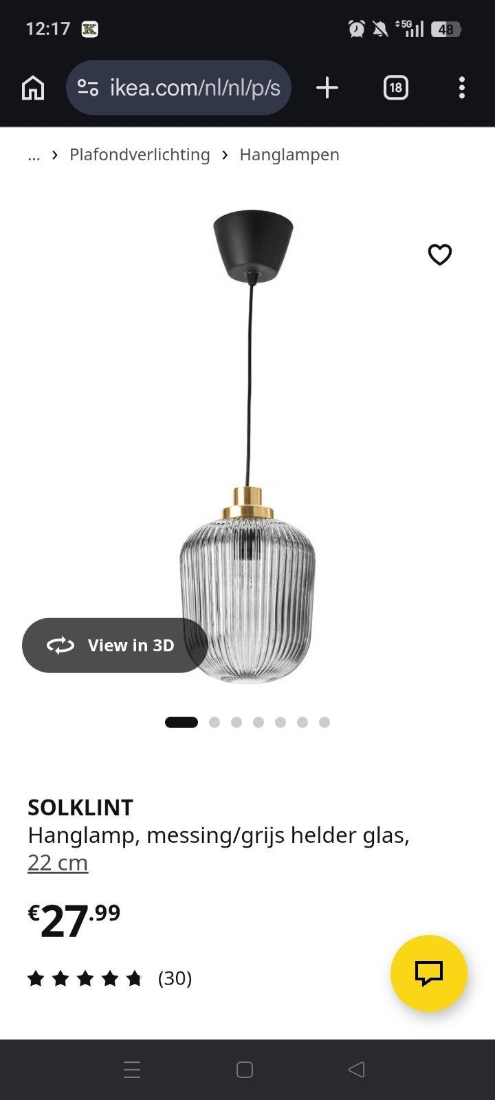 Hanglamp glas 2x, Ophalen, Glas