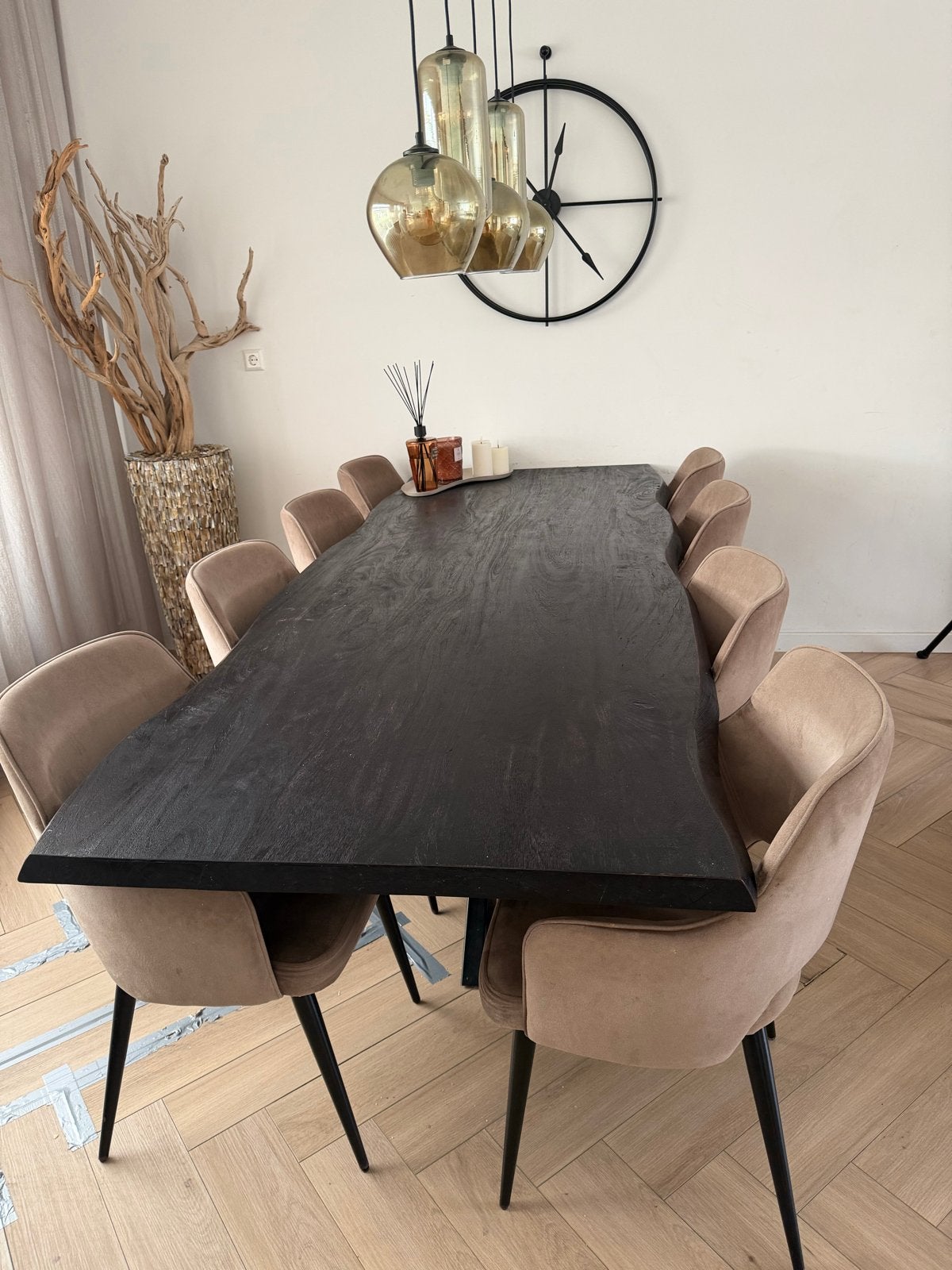 Boomstamtafel mangohout 260x98 cm - Stevig en ruim, Gebruikt, 200 cm of meer, Vijf personen of meer, Rechthoekig