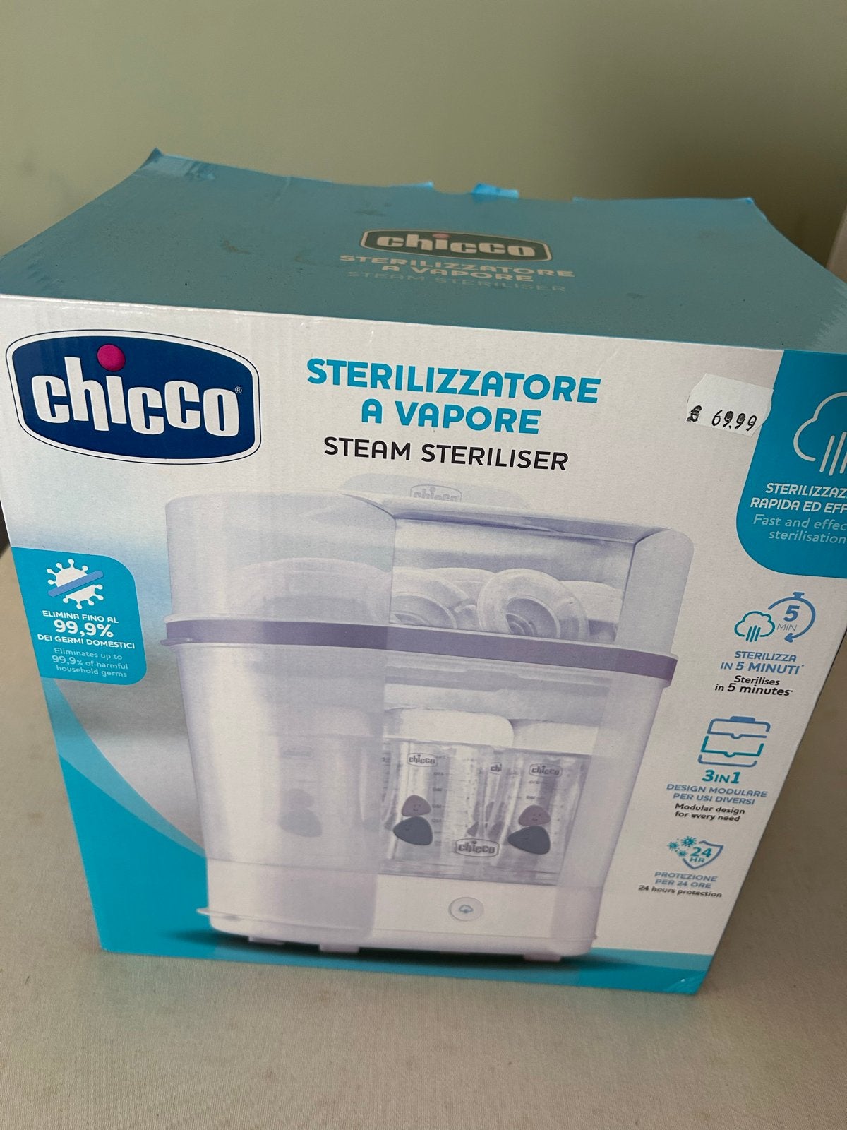Chicco Sterilisator - Steriliseert babyflessen & accessoires, Ophalen of Verzenden, Zo goed als nieuw