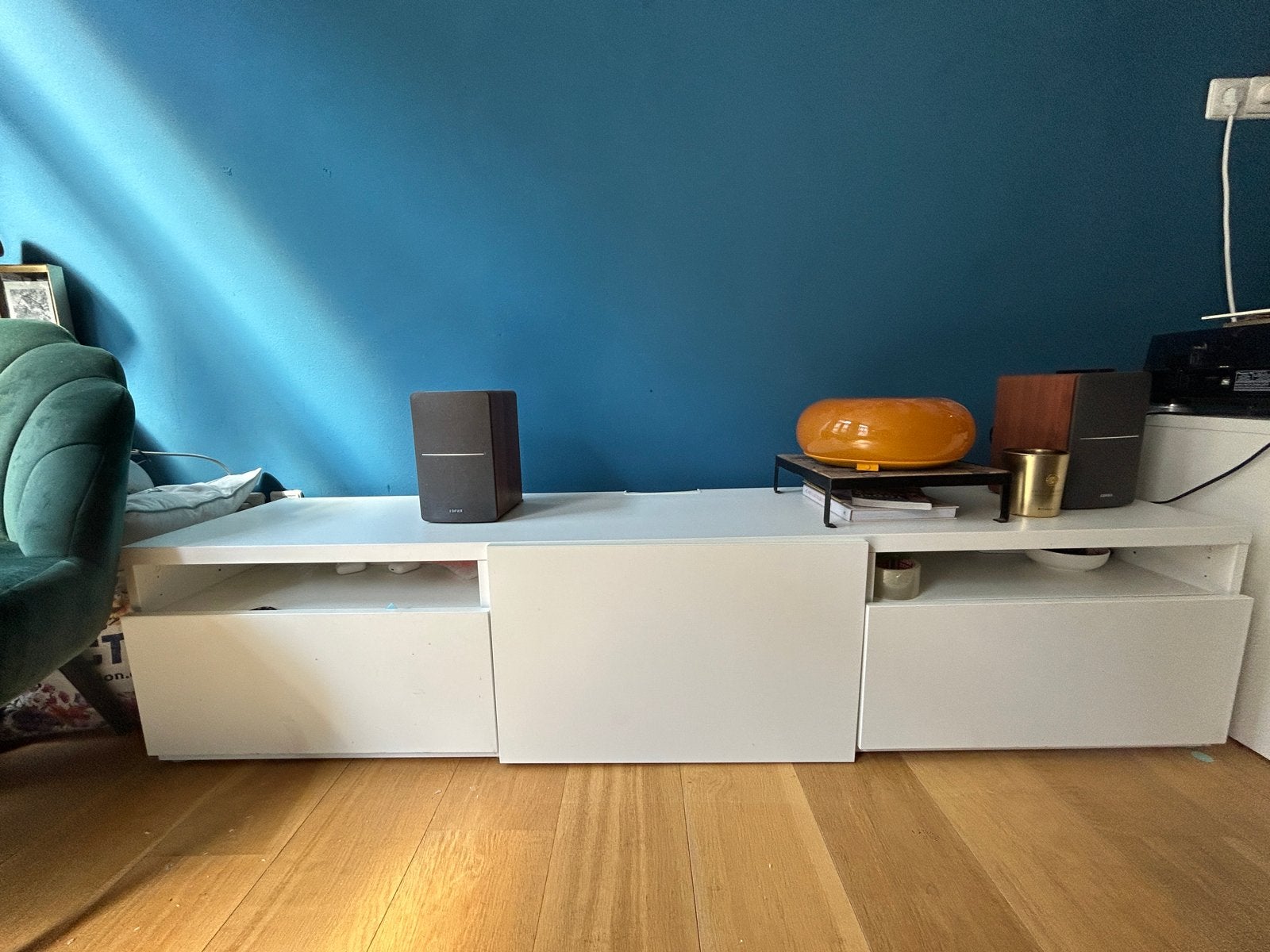 IKEA Besta TV meubel wit 180x41,5x40 cm 2 lades + kastje, Ophalen, Overige materialen, Minder dan 50 cm, Gebruikt