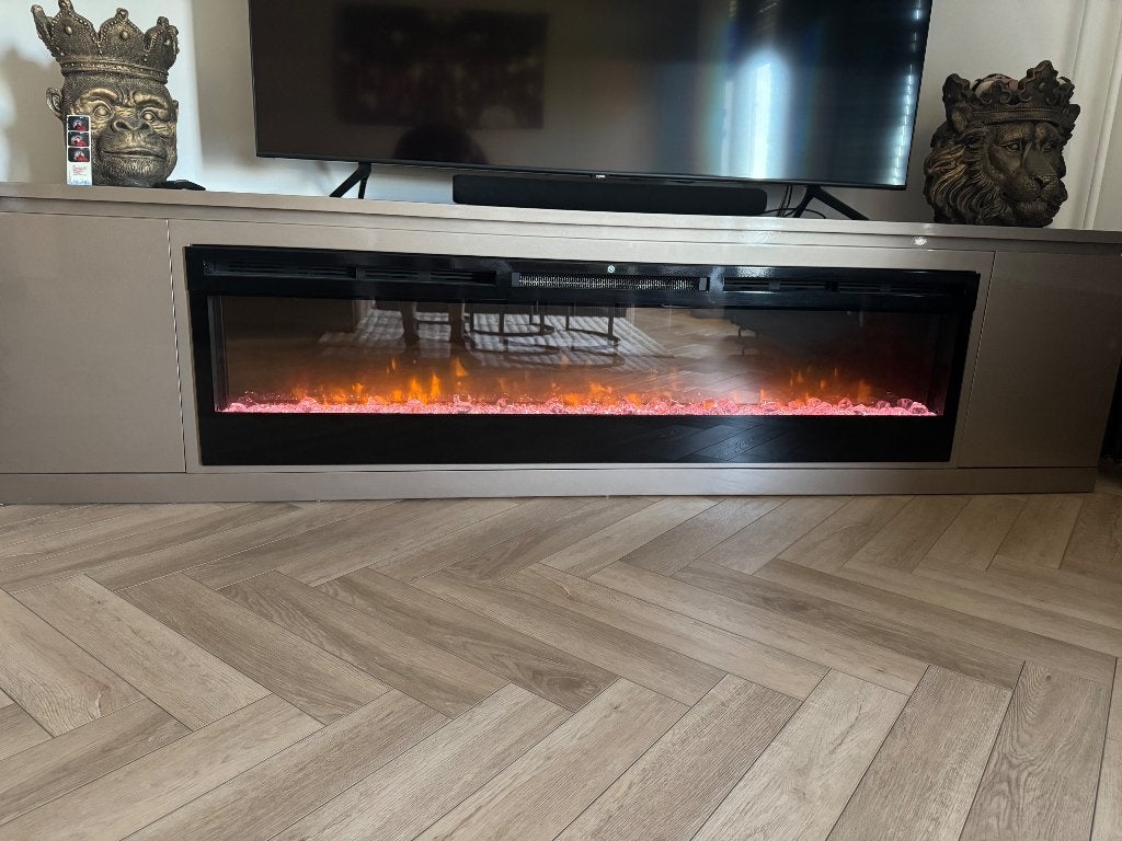 Tv meubel met openhaard, Ophalen, Zo goed als nieuw, Vrijstaande haard, Elektrische haard