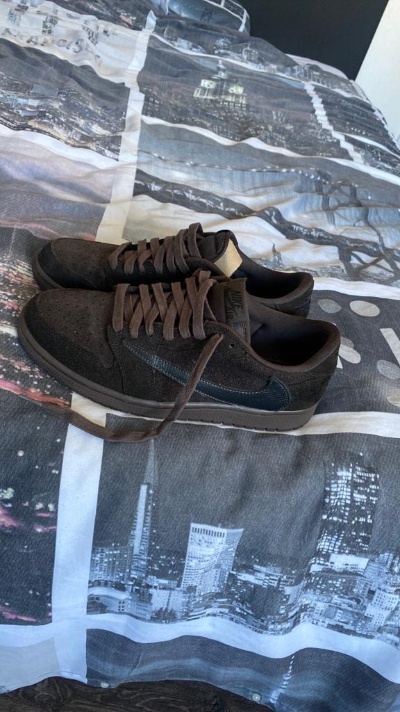 Travis scott jordan 1 brown velvet, Kleding | Heren, Schoenen, Bruin, Verzenden, Sneakers of Gympen, Gedragen