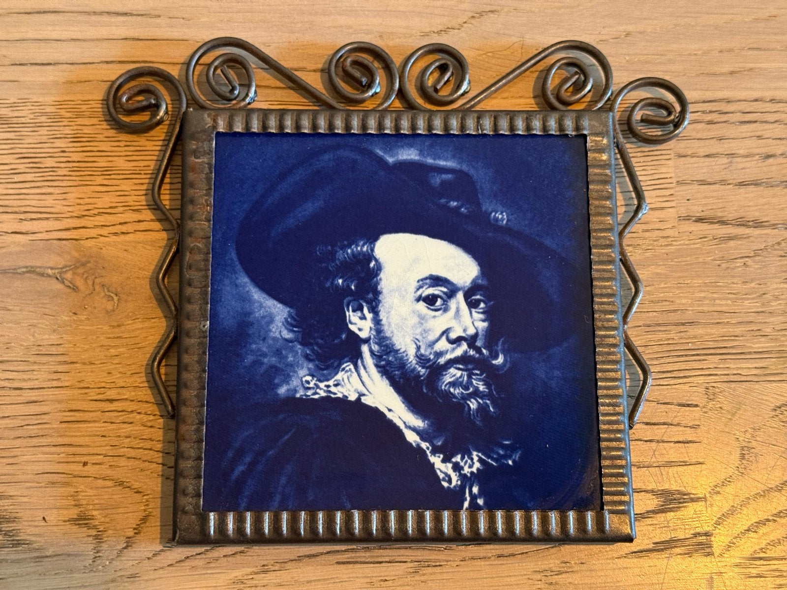 Delfts blauw | tegeltje | Rubens portret | smeedijzer lijst, Verzenden