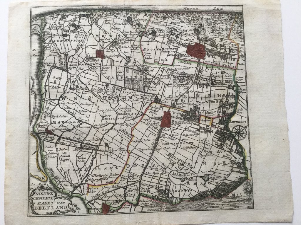 Delft, Den Haag, Schiedam, de Leth, 1740, Cartografie, 25 cm, 20 cm, 1700 - 1799