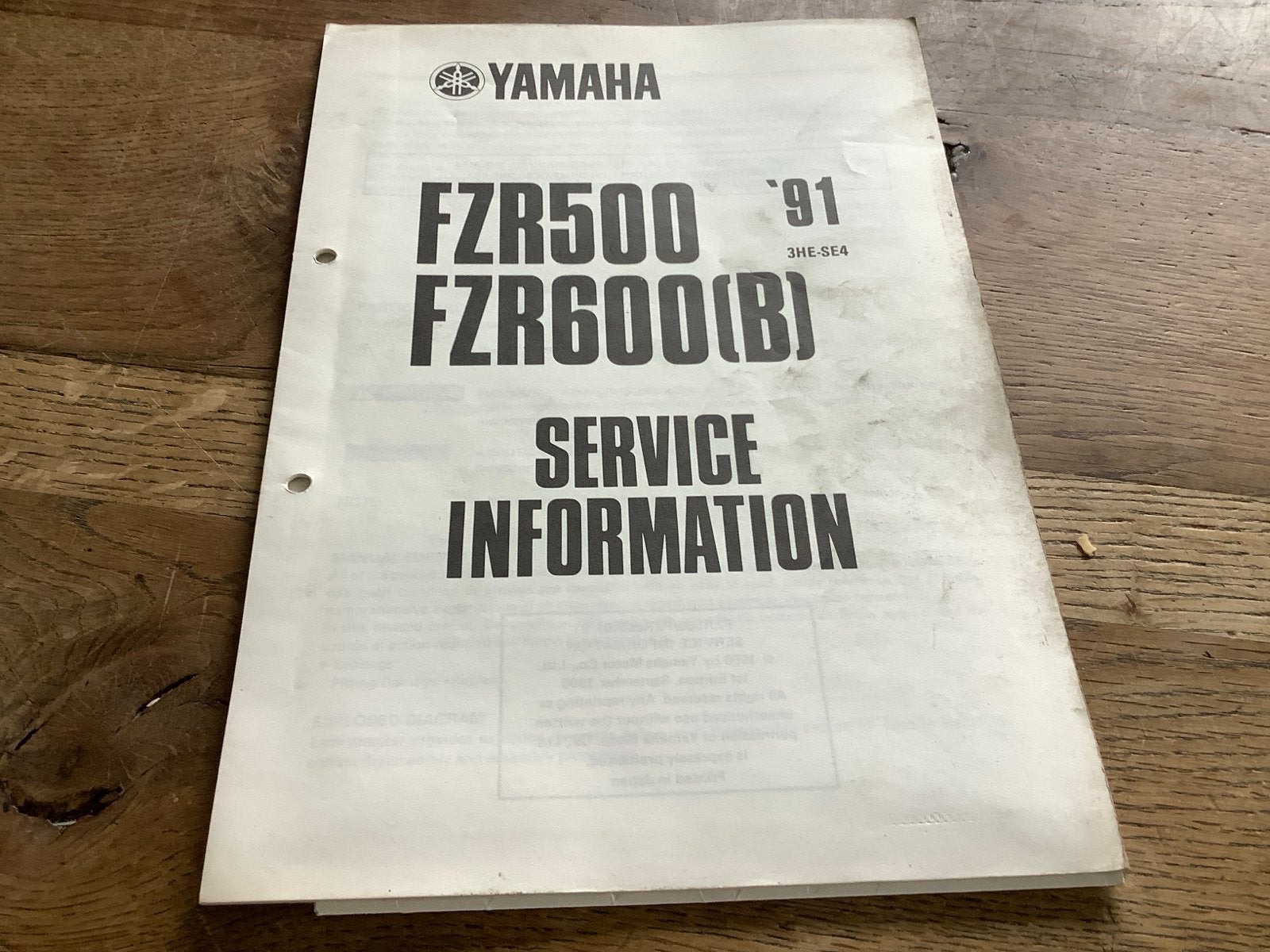 Yamaha FZR500 FZR600(B) Service Info. Handleiding '91. (112), Verzenden, Yamaha