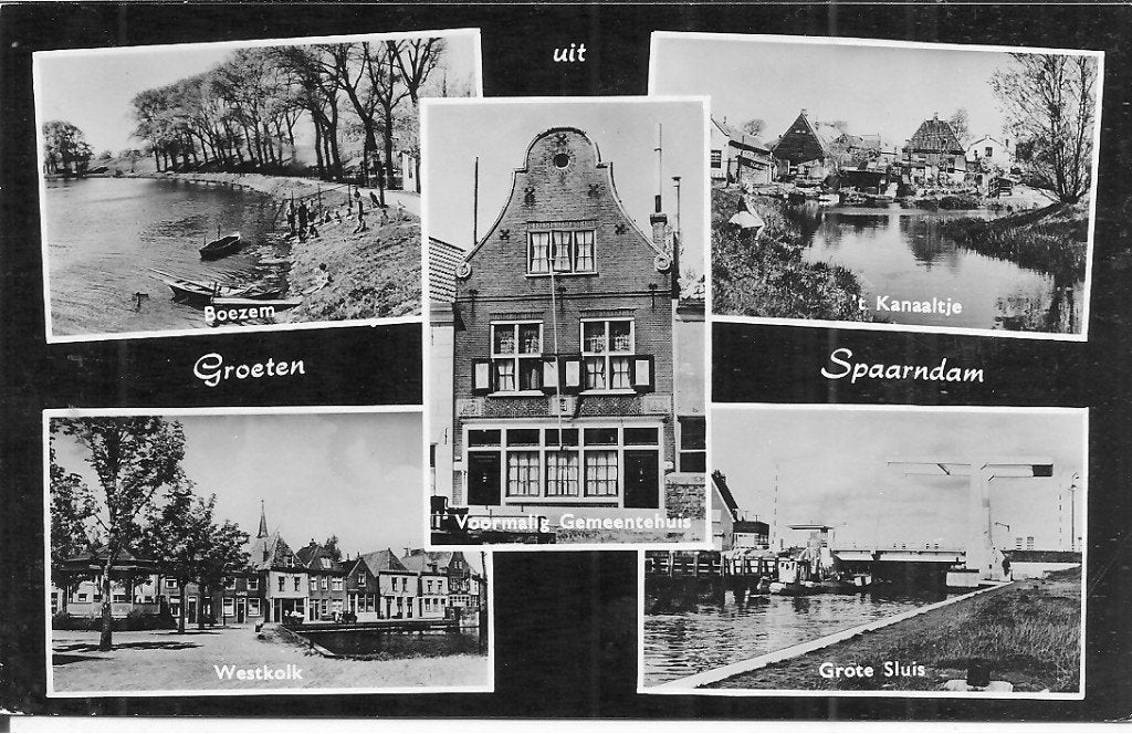 Oude ansichtkaart Spaarndam: Boezem, Kanaaltje, Grote Sluis, Ophalen of Verzenden, 1960 tot 1980, Gelopen, Noord-Holland
