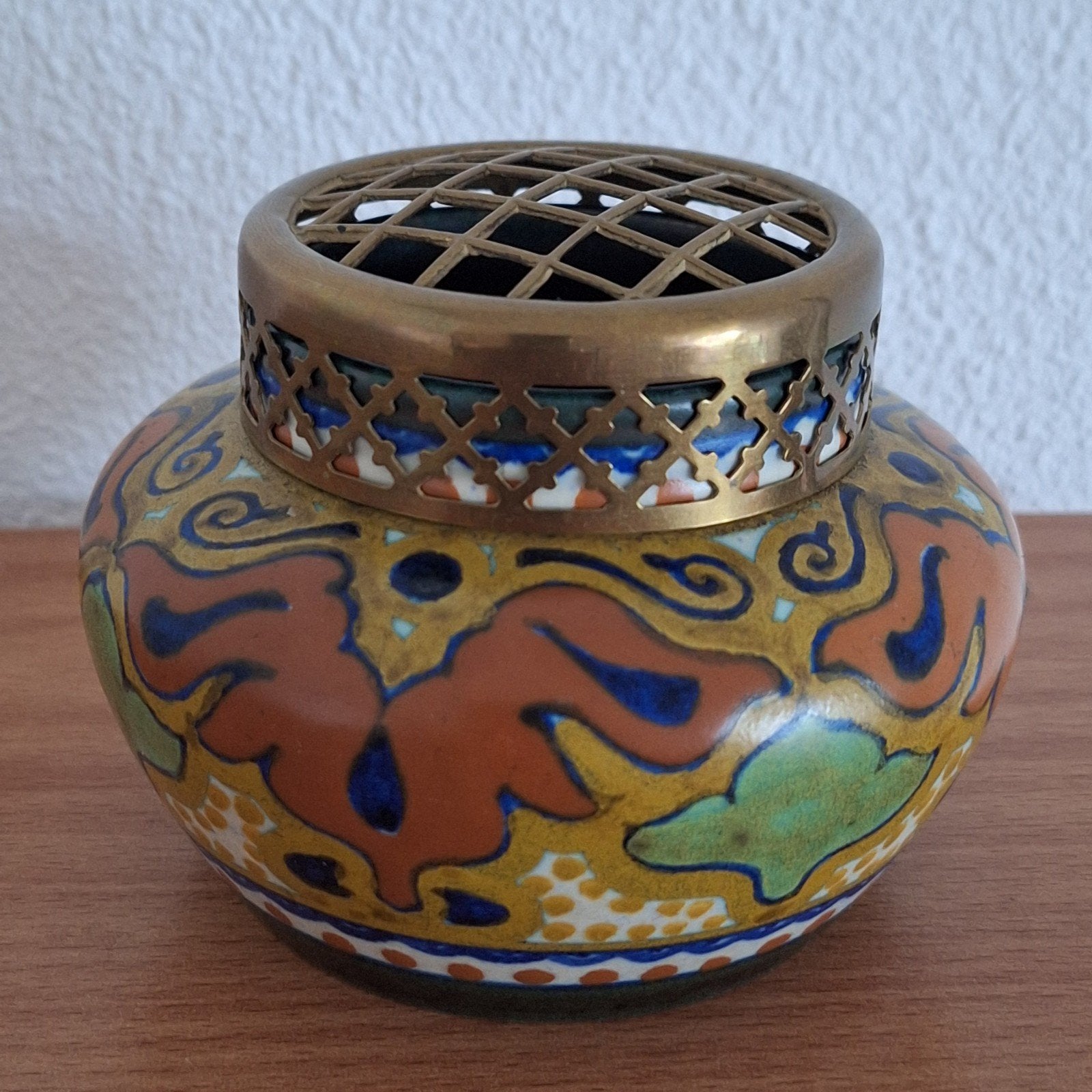 Gouda Plateel Beek antieke rozenpot, Ophalen of Verzenden