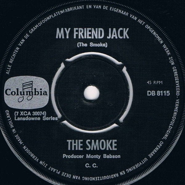 The Smoke – My Friend Jack (single in nieuwstaat), 7 inch, Zo goed als nieuw, Rock en Metal, Beschermende buitenhoes