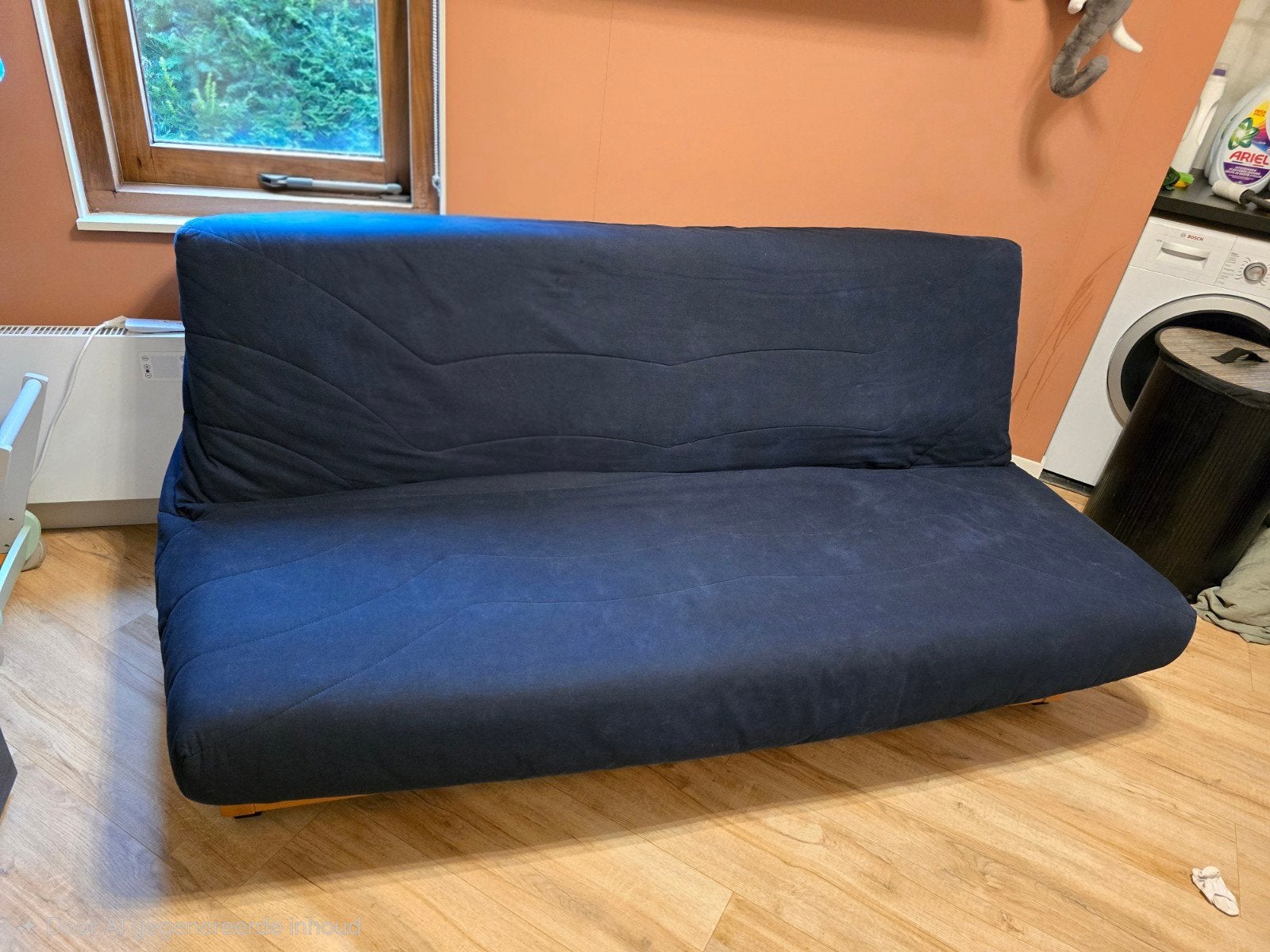 Slaapbank / Bedbank - Donkerblauw, Ophalen of Verzenden, Gebruikt, Tweepersoons, 140 cm