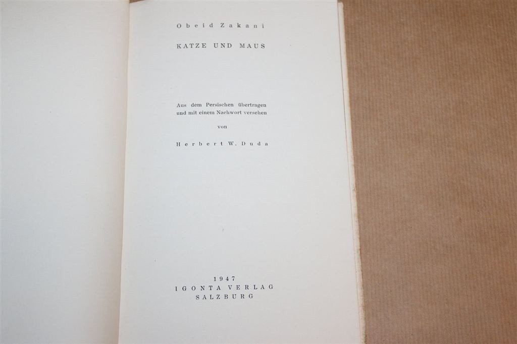 Katze und Maus — Obeid Zakani, Perzische Vertelling 1947, Ophalen of Verzenden, Gelezen