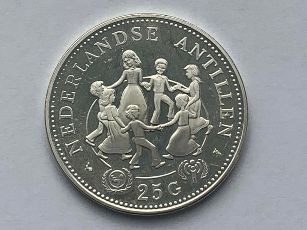 25 gulden zilver nederlanse antillen, Ophalen of Verzenden, Koningin Juliana, Zilver