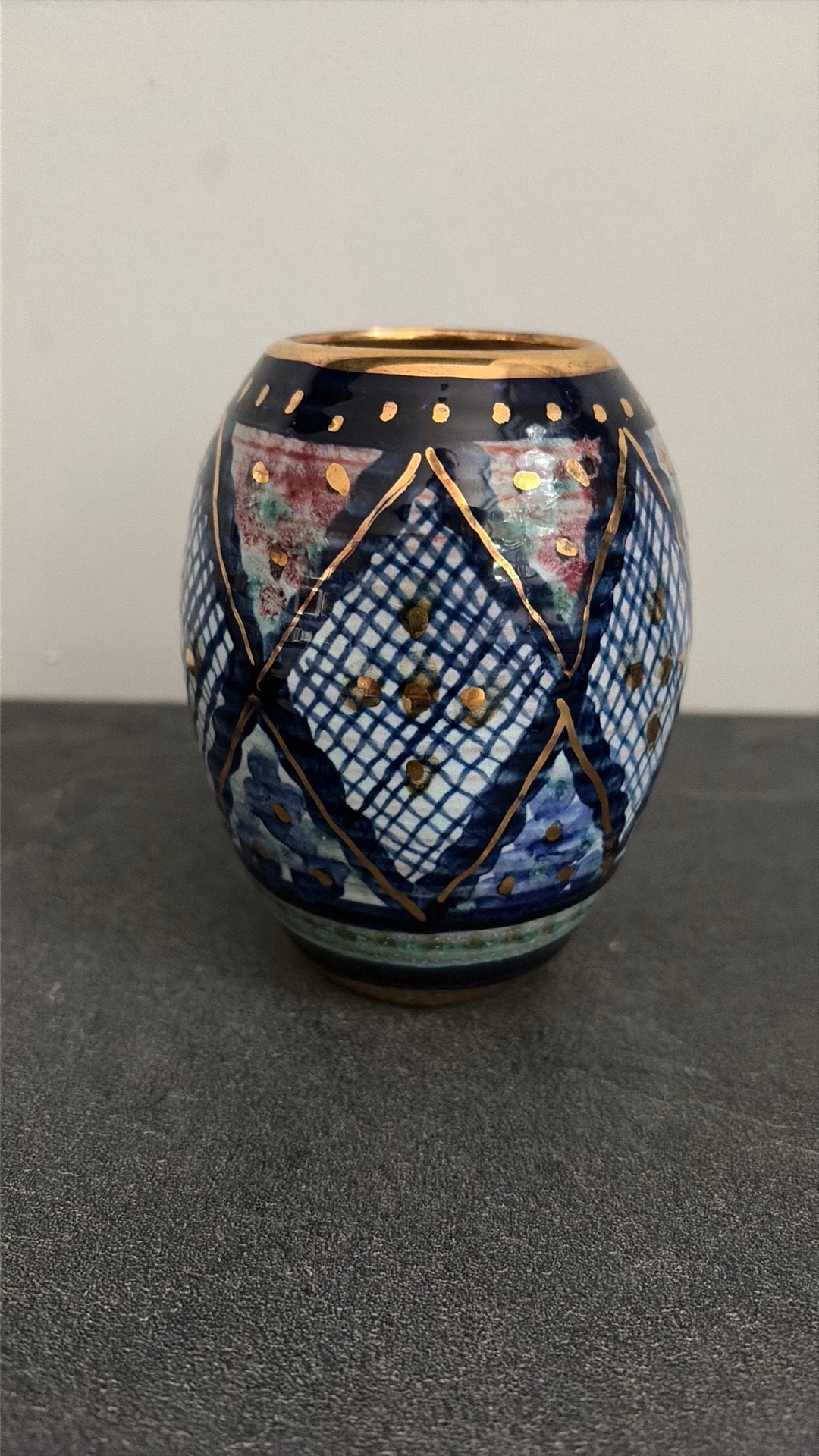 Vintage franse vaas handgeschilderd, Ophalen of Verzenden