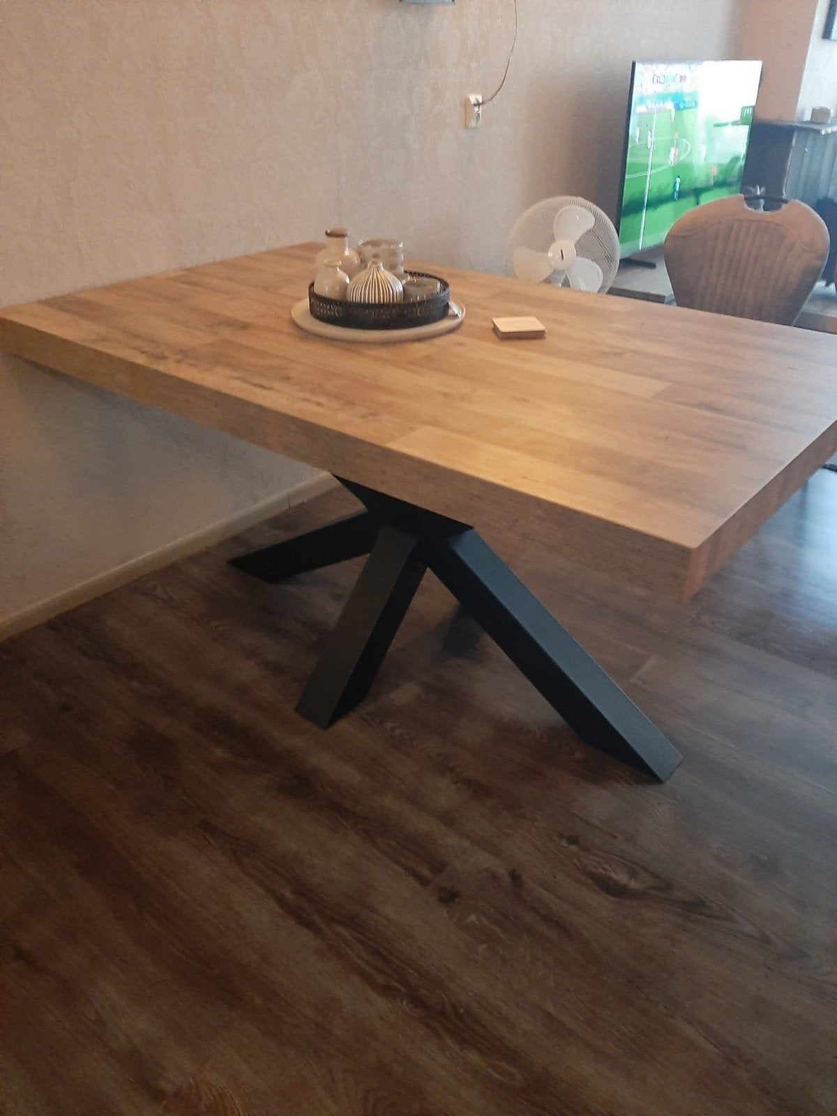 Eettafel zgan 165x100cm met metalen matrix onderstel, Ophalen of Verzenden