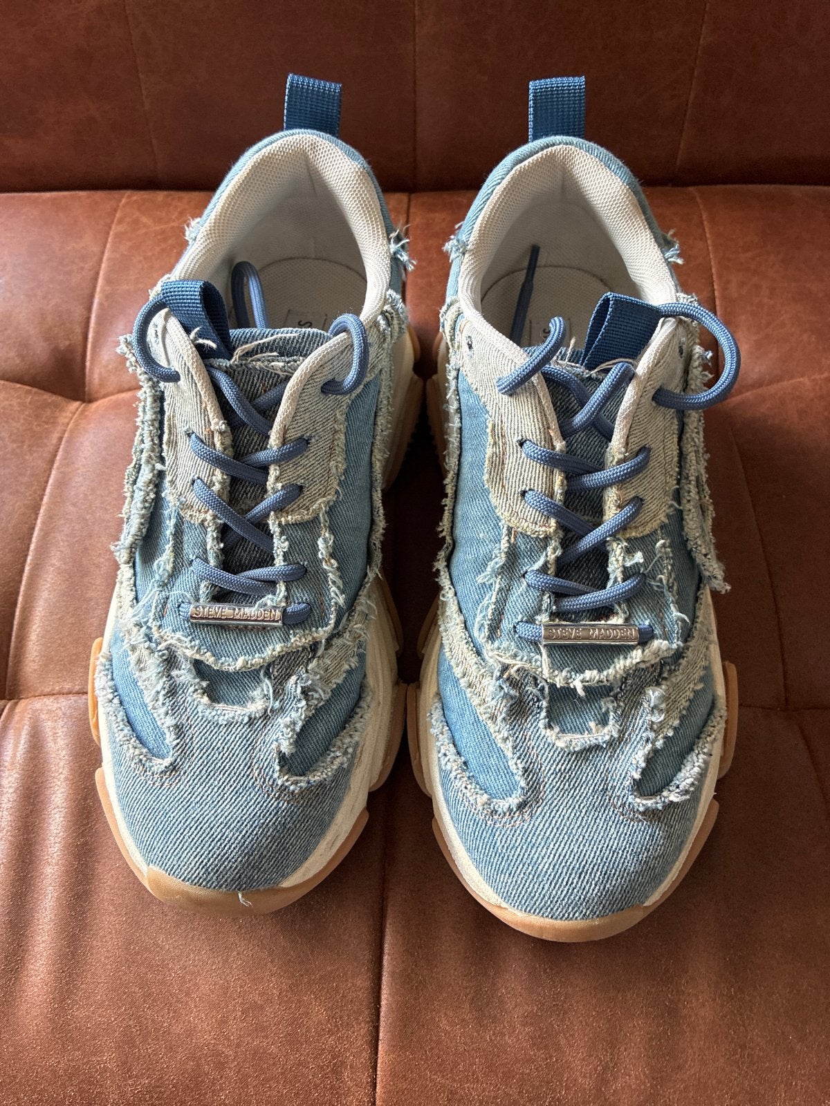 Steve Madden Possession-E Denim Sneakers maat 39.5 Sneakers, Ophalen of Verzenden, Zo goed als nieuw, Blauw, Sneakers of Gympen