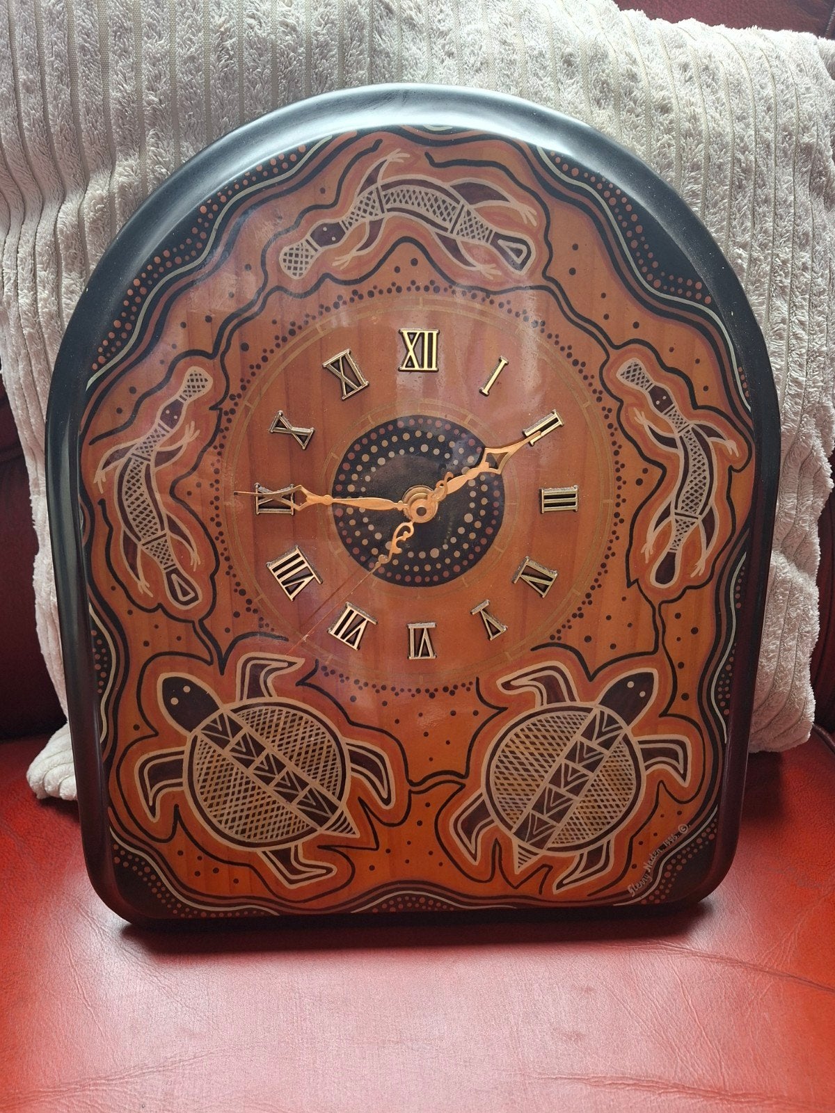 Unieke Aboriginal kunst klok - Handgemaakt, Ophalen