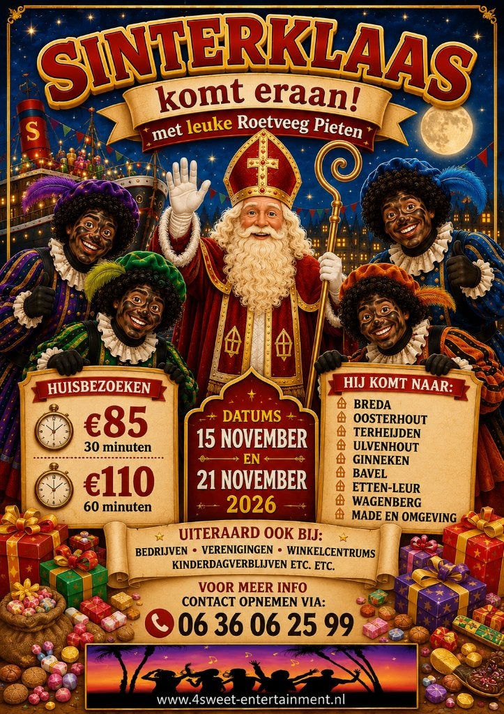 Sinterklaas en Roetveeg pieten komen ook in Breda e.o 2026, Diversen, Sinterklaas, Ophalen, Nieuw