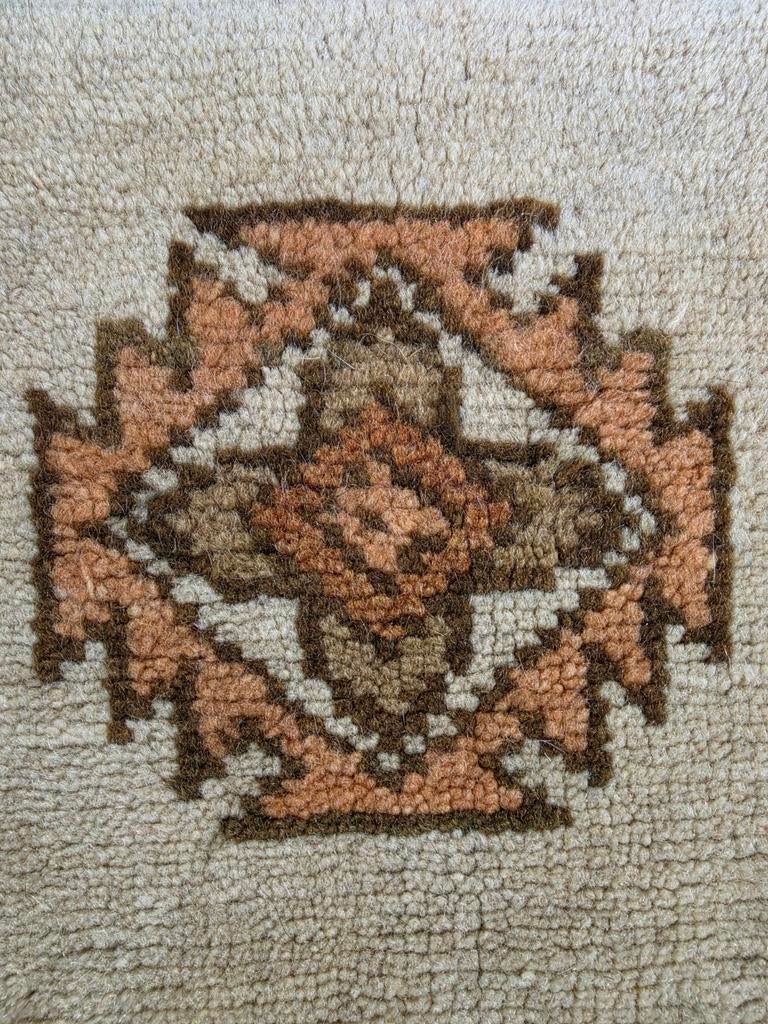 Handgeknoopt oosters wol Tunis tapijt medallion 37x37cm, Minder dan 50 cm, Gebruikt, Vintage, Geometrisch, Minder dan 50 cm