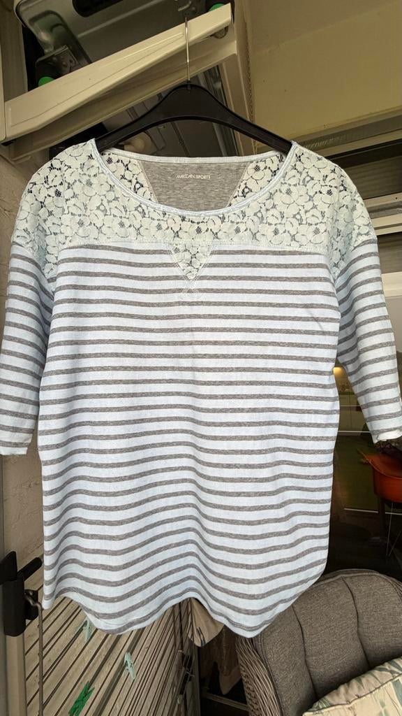 Marc Cain gestreept shirt. zgan, Verzenden, Zo goed als nieuw, Maat 42/44 (L), Blauw