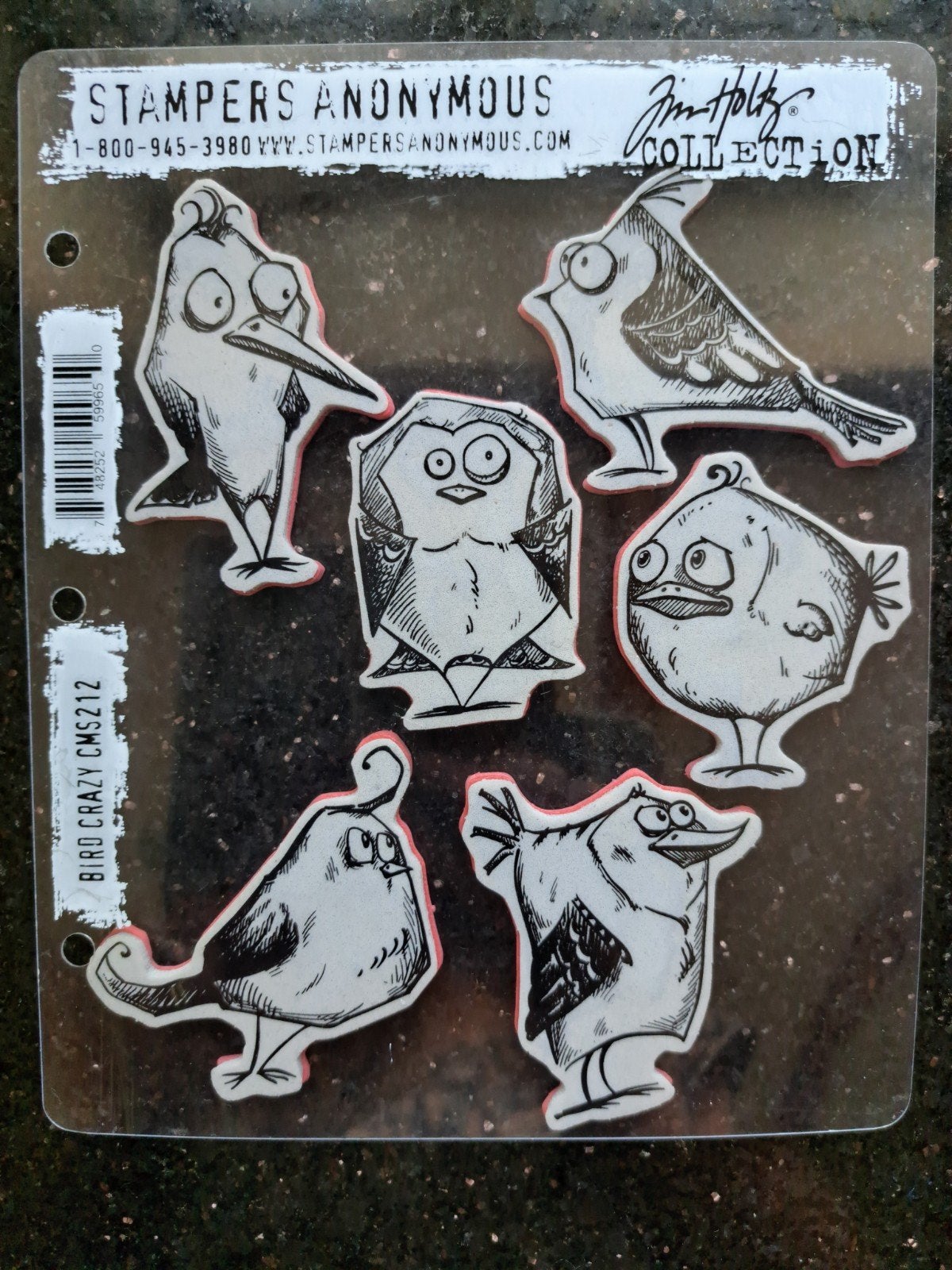 TIM HOLTZ STAMPERS ANONYMOUS BIRD CRAZY CMS212 RUBBE STEMPEL, Ophalen of Verzenden, Gebruikt, EZ-mounted stempel