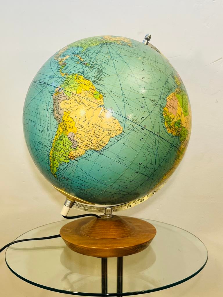 Vintage globe (wereldbol) – uit de jaren 80 –met verlichting, Ophalen of Verzenden, Verlicht, Zo goed als nieuw