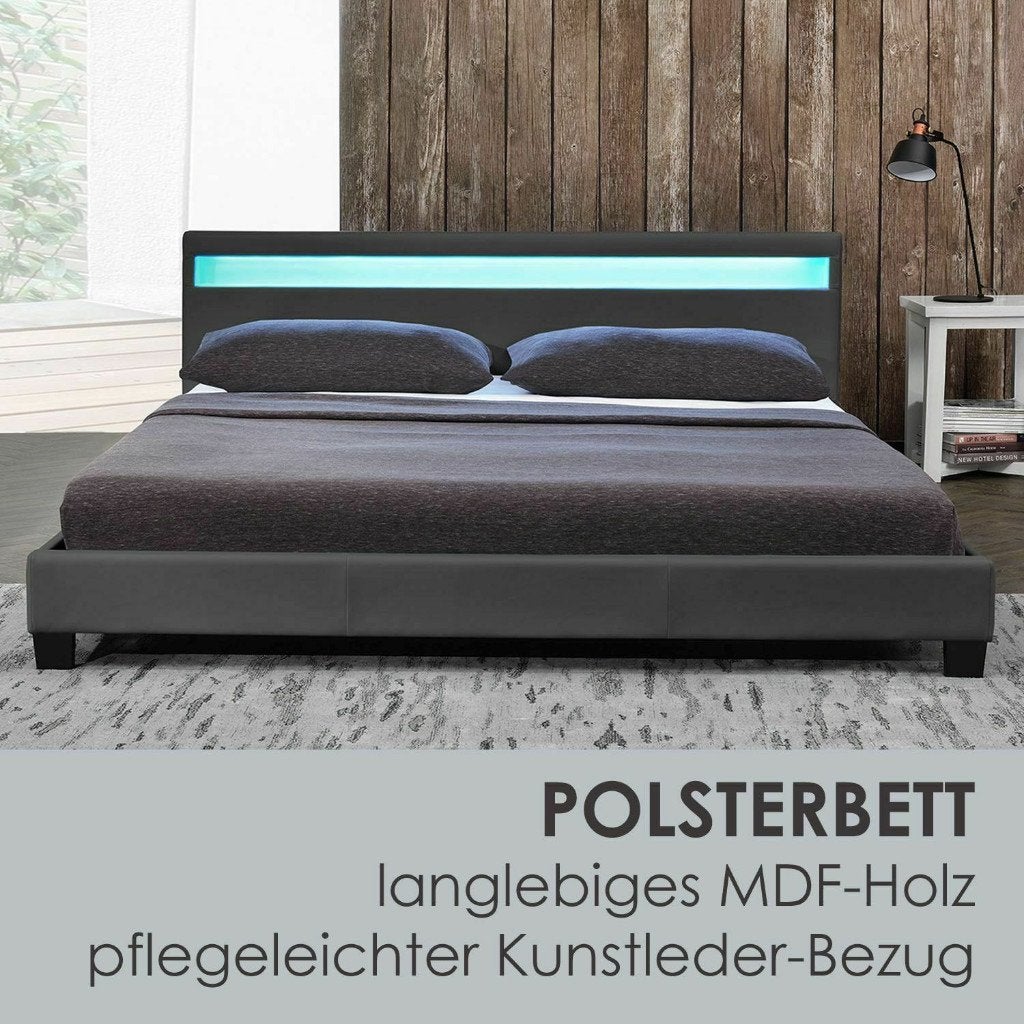 2-Persoons Bed Incl. Matras Led-verlichting RGB 170  213 cm, Huis en Inrichting, Ophalen of Verzenden, Nieuw, Tweepersoons, Hout