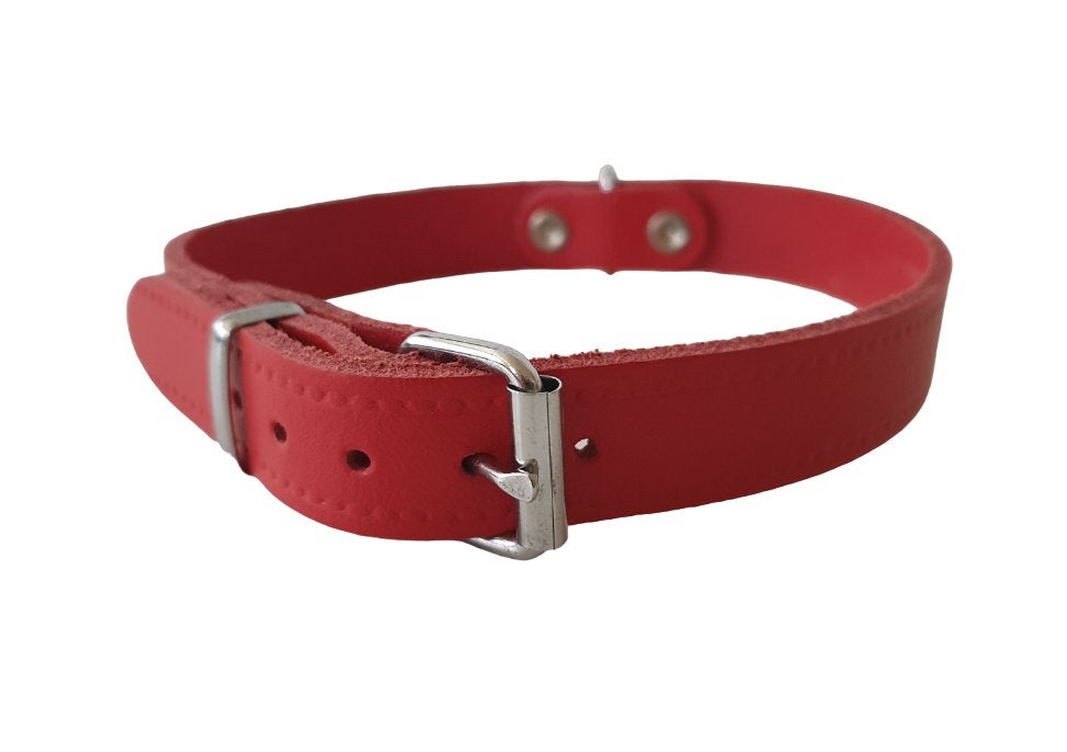 NOBBY Halsband Leder Rood Nekomtrek 34-38 cm KOOPJE!!!, Ophalen of Verzenden, Nieuw
