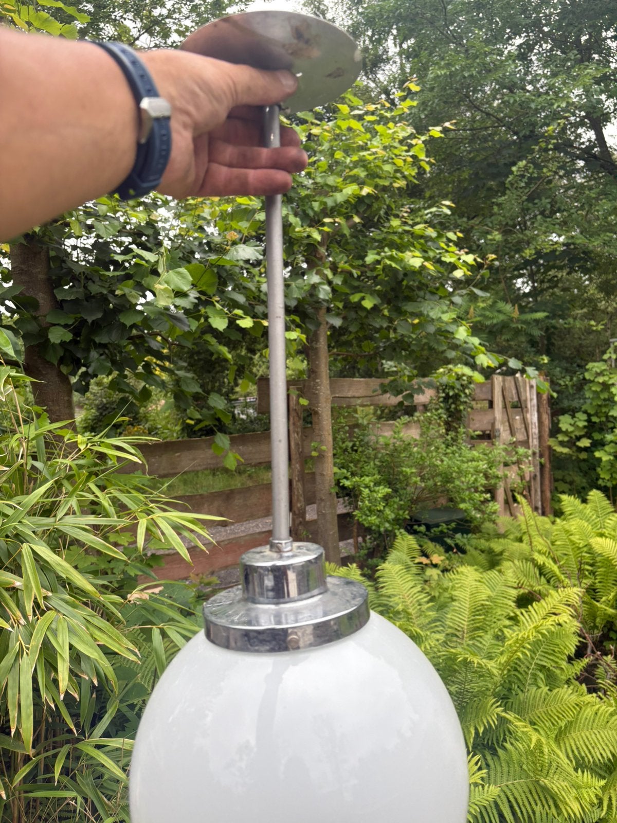 Mooie bollamp, Ophalen, Zo goed als nieuw, Glas