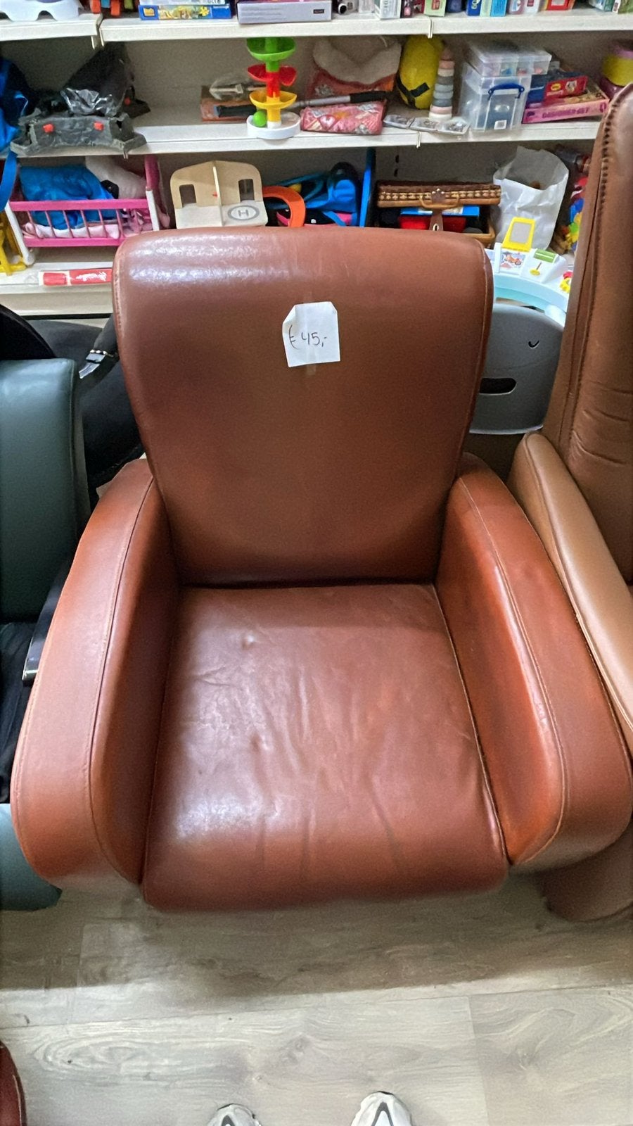Comfortabele bruine leren fauteuil, Ophalen of Verzenden, Gebruikt, Leer, 75 tot 100 cm