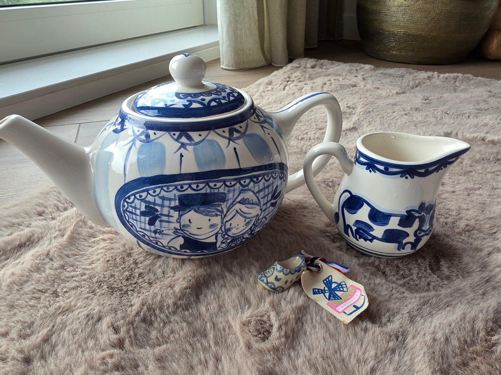 Blond Amsterdam Delfts Blond theepot en melkkannetje, Keramiek, Ophalen of Verzenden, Zo goed als nieuw, Delftsblauw