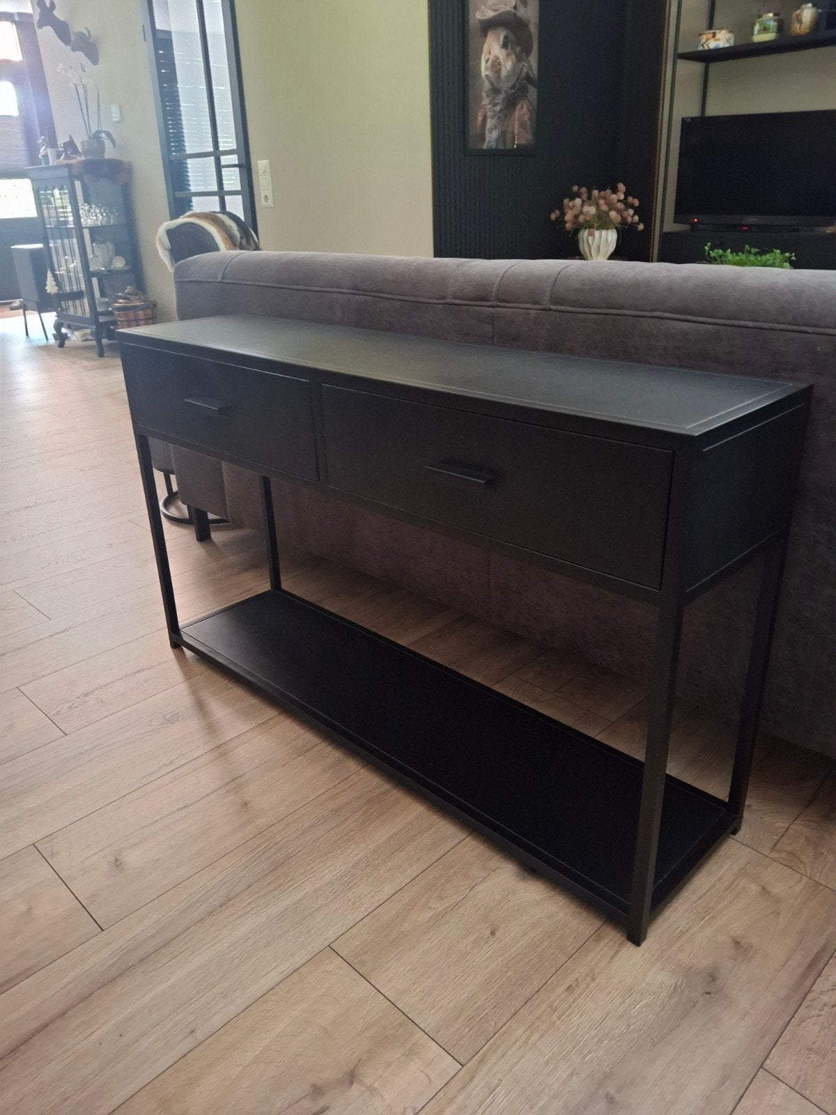 Sidetable met twee lade, Ophalen, 25 tot 50 cm, Rechthoekig, 100 tot 150 cm
