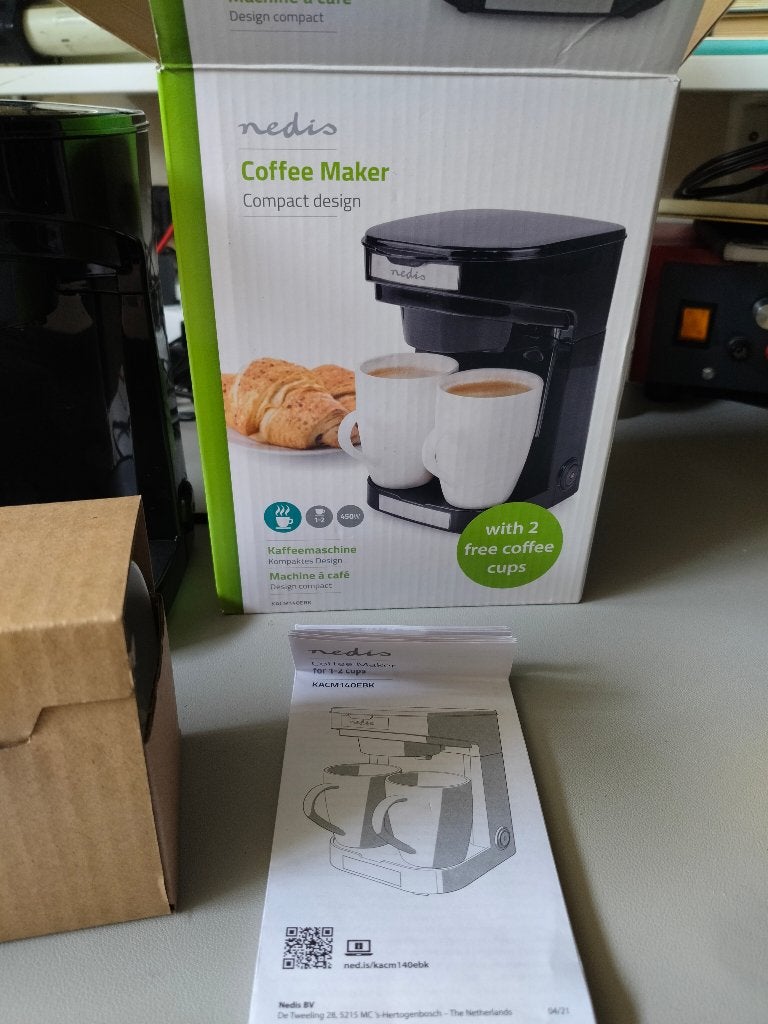 Nedis mini 2 kopjes koffiezetter, Gemalen koffie, Ophalen of Verzenden, 2 tot 4 kopjes, Koffiemachine