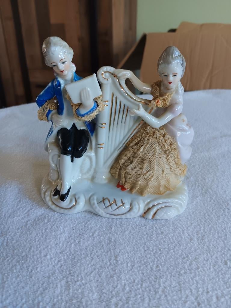 Porselein met harp, Antiek en Kunst, Ophalen of Verzenden
