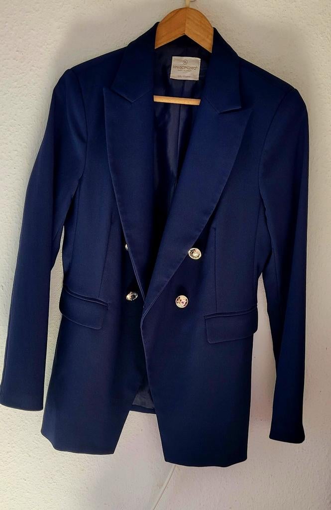 Donkerblauwe blazer met gouden knopen, Kleding | Dames, Made in Italy, Blauw, Maat 42/44 (L), Nieuw