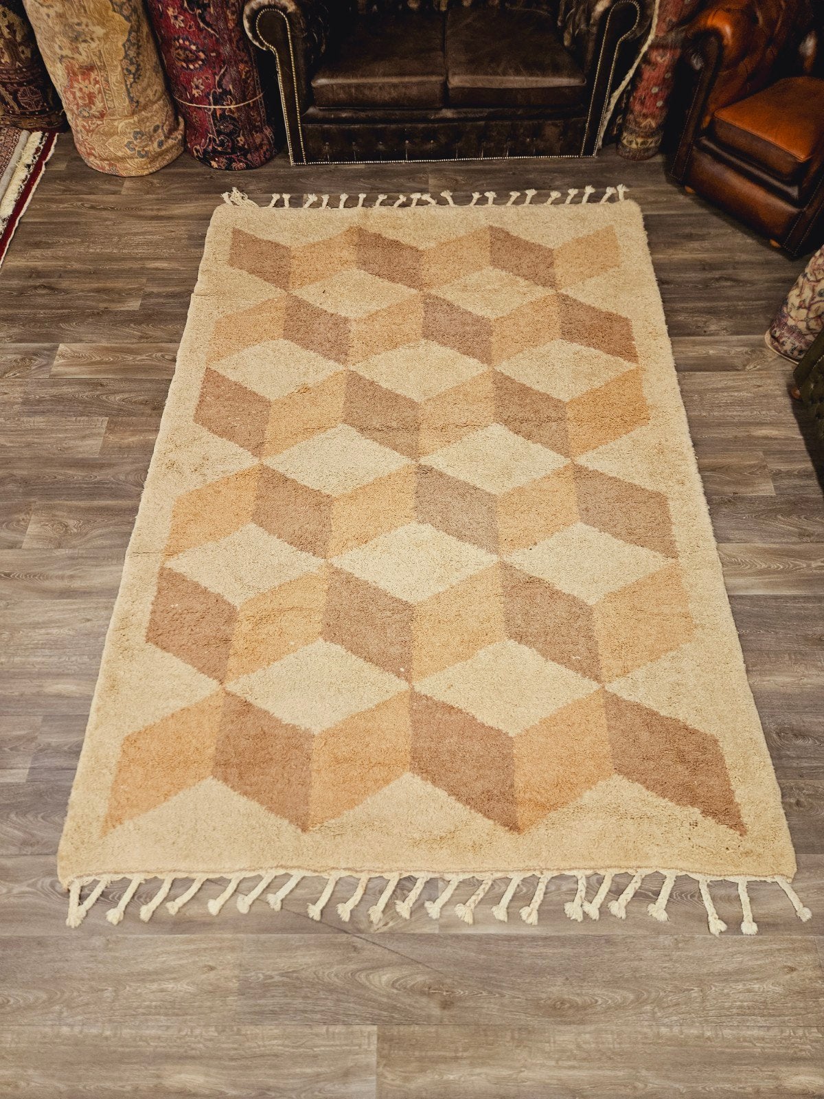 Handgeknoopt Berber Tapijt. Prachtige kleuren en patronen!, Bruin, 200 cm of meer, Ophalen of Verzenden, Zo goed als nieuw
