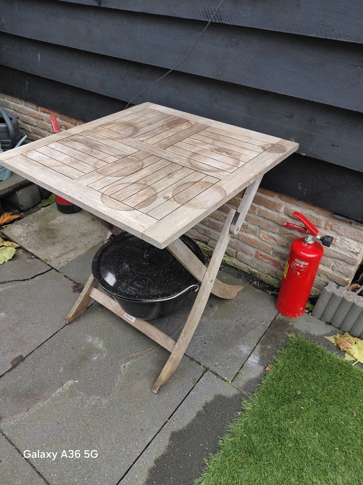 Houten tuintafel inklapbaar, Tuin en Terras, Ophalen of Verzenden, Gebruikt, Vierkant, Hout