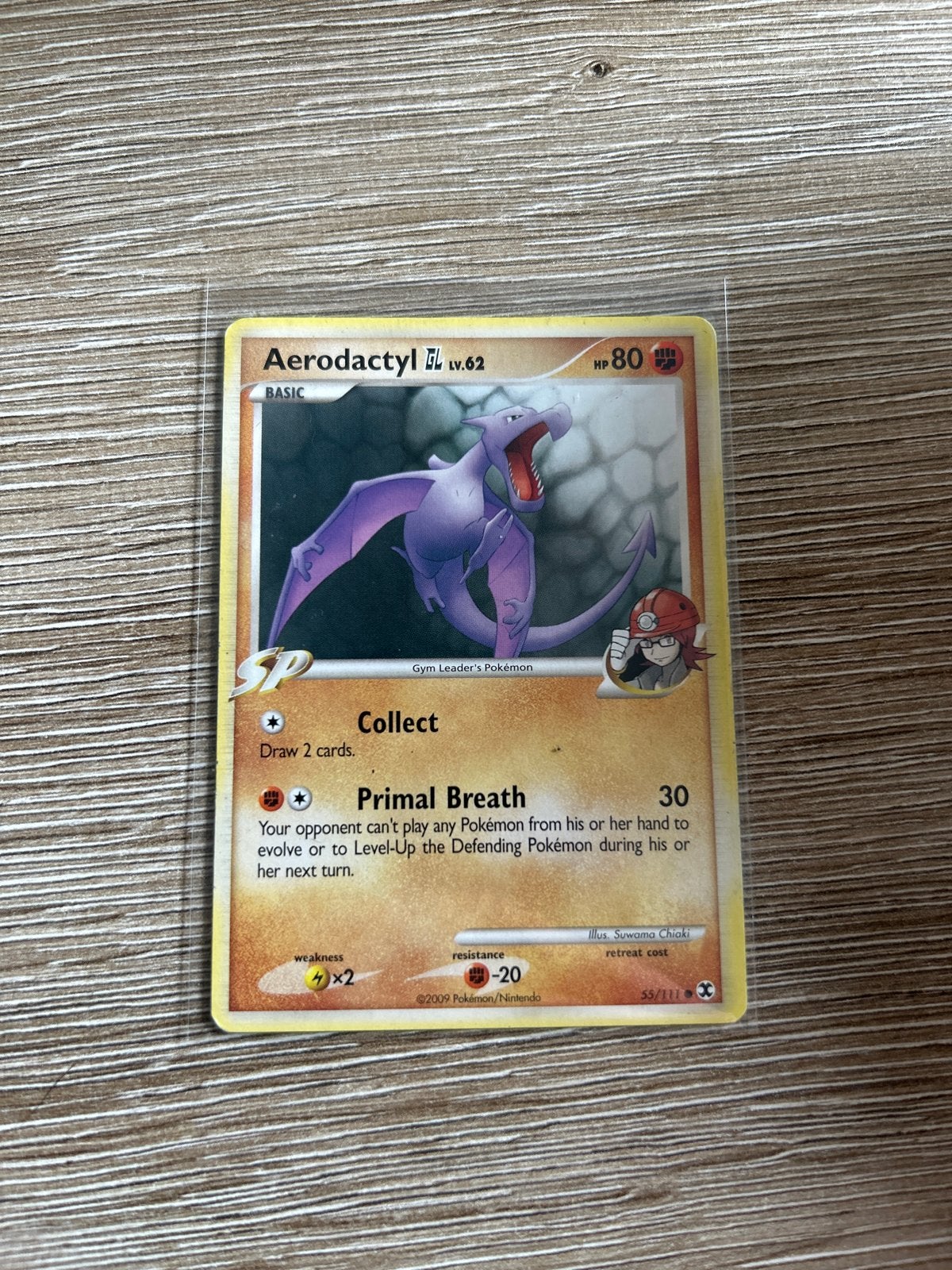 Aerodactyl Pokémon Kaart LV.62 - Gym Leader's Pokémon, Ophalen, Gebruikt, Losse kaart