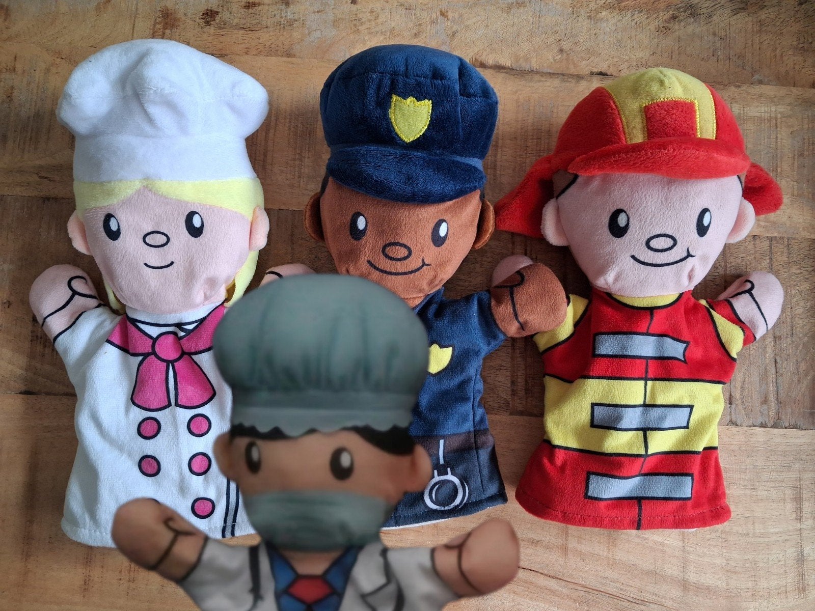 AH Handpoppen  Kok , Politie ,  Brandweerman en Arts, Overige typen, Ophalen of Verzenden, Zo goed als nieuw, Middelgroot (20 tot 80 cm)