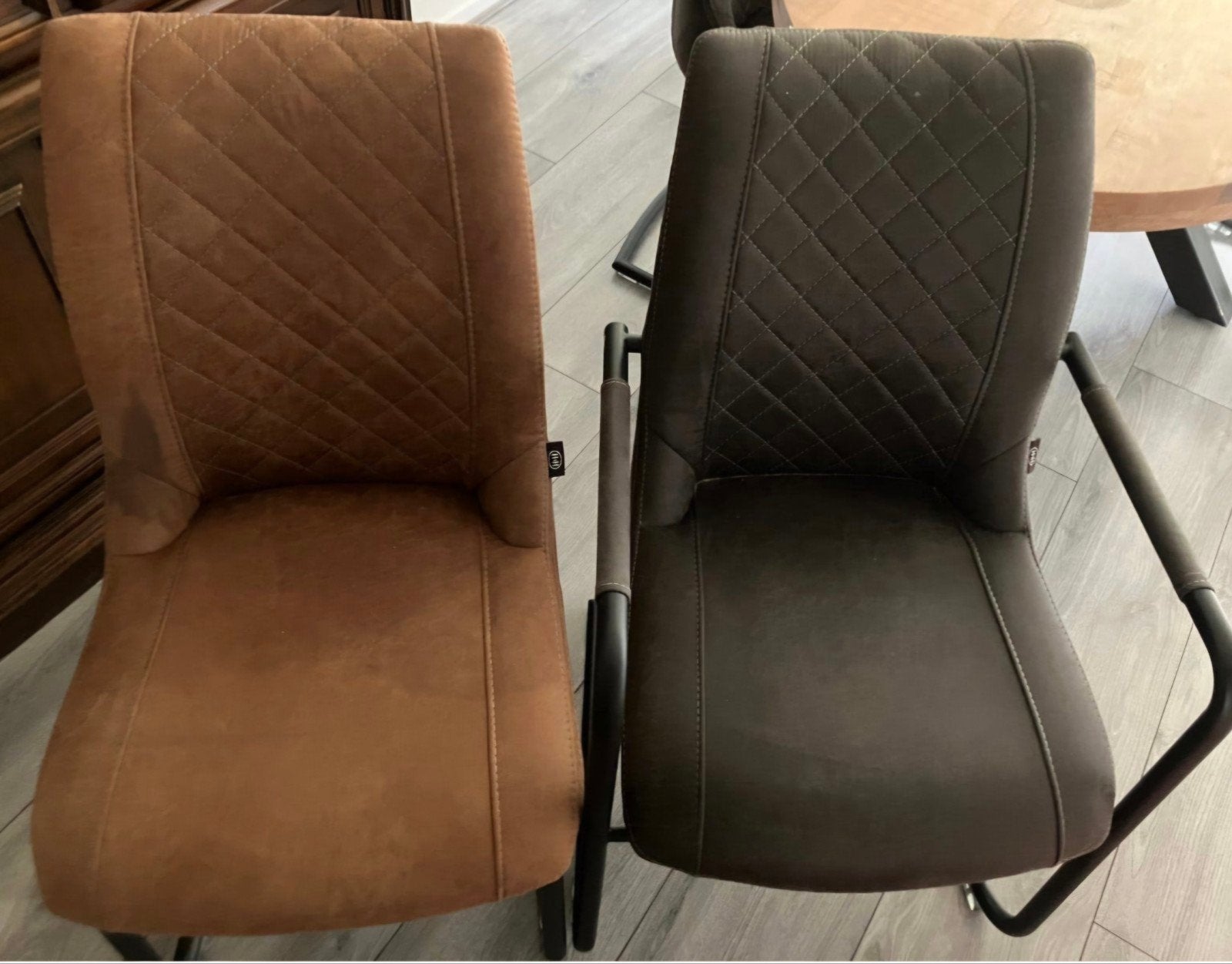 6 eetkamerstoelen van Henders en Hazel, Huis en Inrichting, Stoelen, Ophalen, Gebruikt, Bruin, Stof