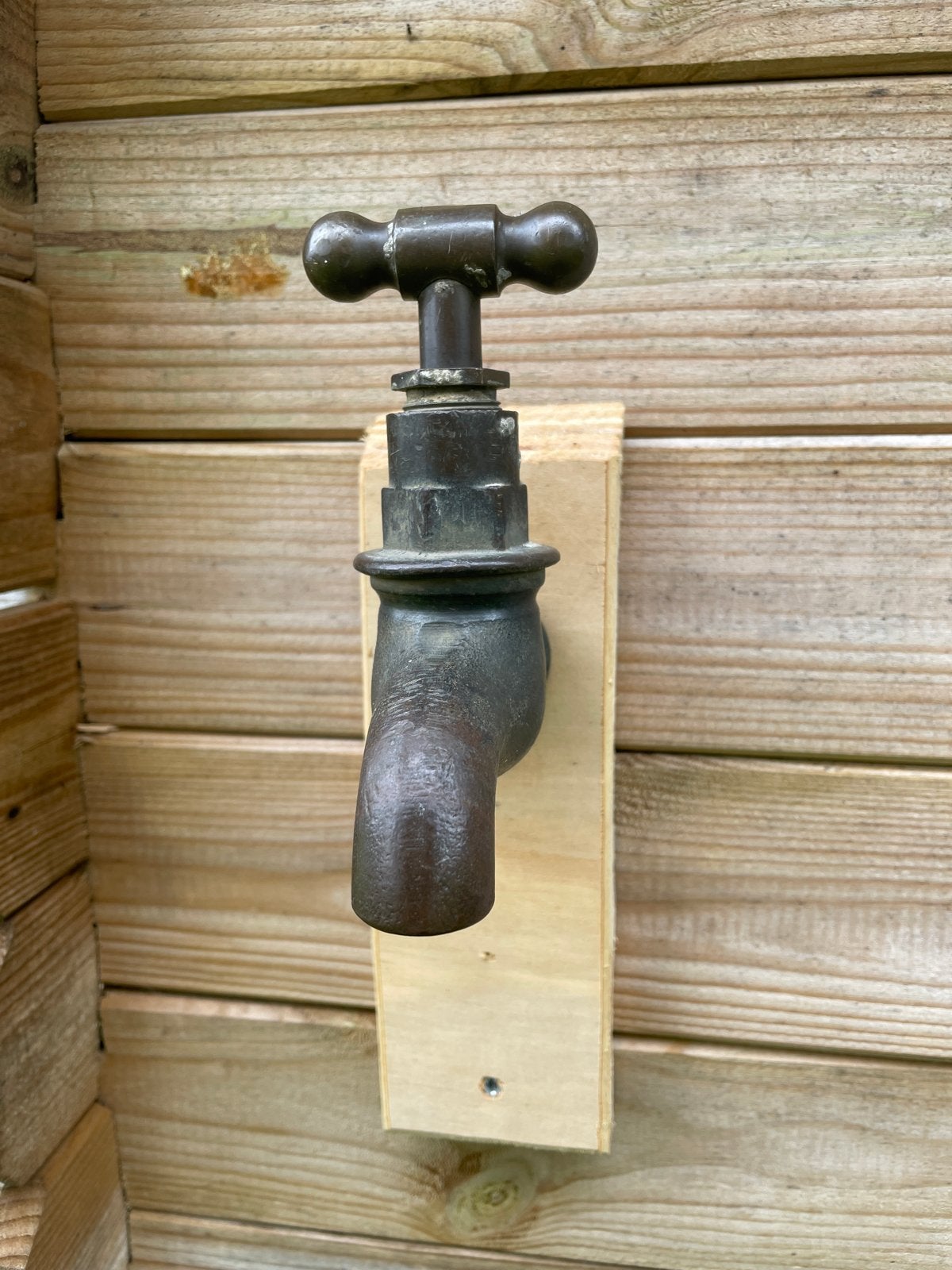 Antieke zware regentonkraan brocante messing brons 15 mm, Ophalen of Verzenden