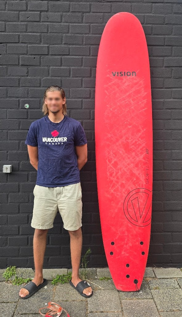 9 ft Vision surfboard met leash – ideaal beginnersboard, Watersport en Boten, Golfsurfen, Ophalen, Gebruikt, Longboard