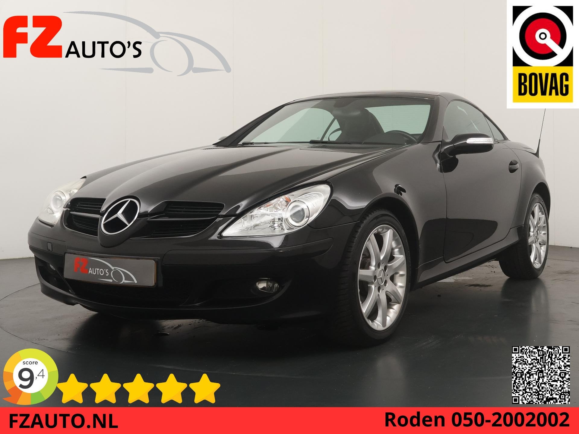 Mercedes-Benz SLK-klasse 200 K. - Navigatie - Airconditionin, Auto's, Automaat, Achterwielaandrijving, Gebruikt, Zwart