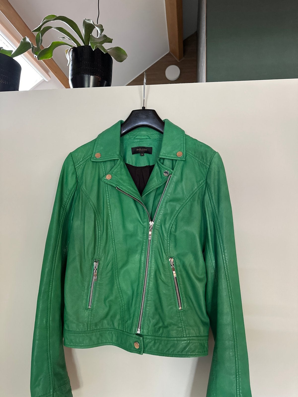 Claudia Sträter leren jasje maat 36, Kleding | Dames, Ophalen of Verzenden, Zo goed als nieuw, Maat 36 (S), Groen